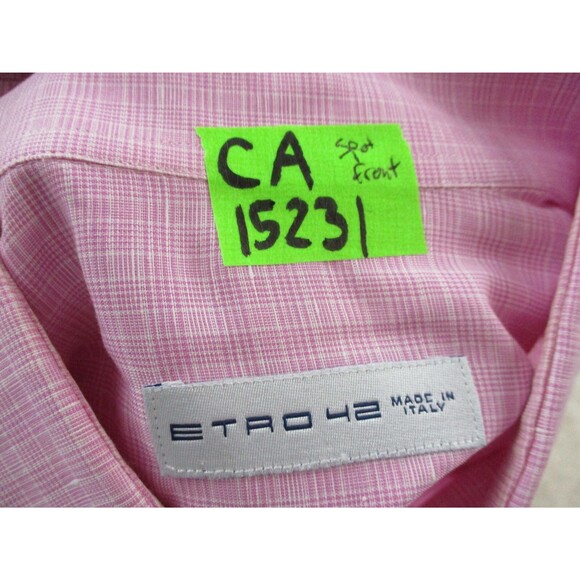 ETRO Shirt Men 42 Extra Large Pink Plaid Casual Long Sleeve Button Up Italy * - Picture 12 of 12